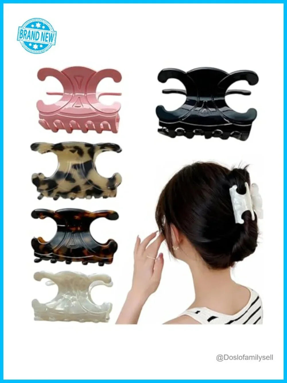 5 Pack Premium Acetate Butterfly Hair Claw Clips Medium Size Strong Hold